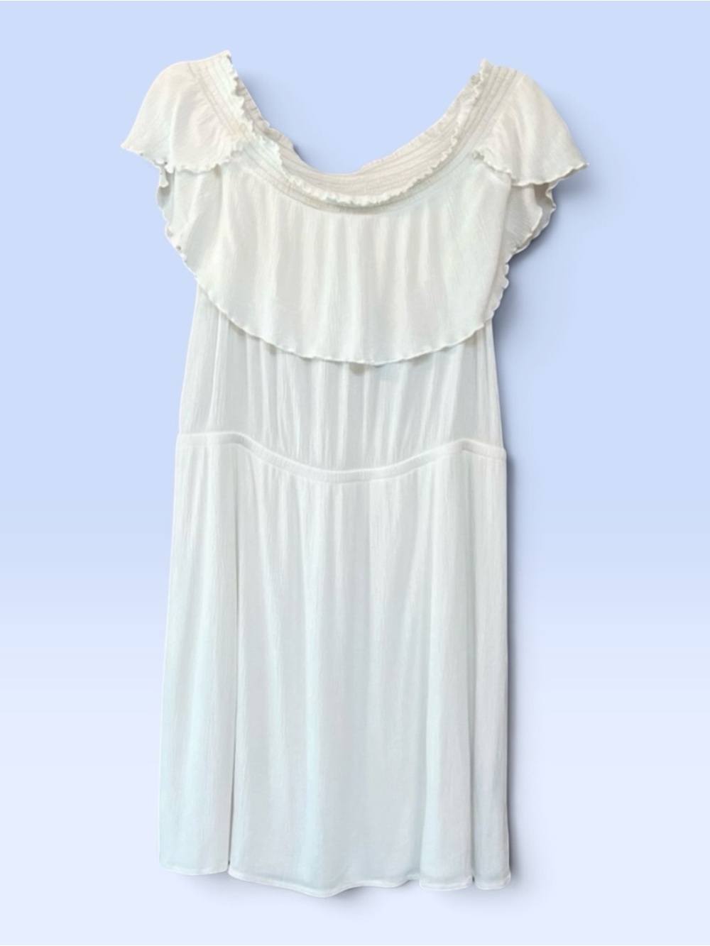 Express White Off-the-Shoulder Ruffle Mini Sundress Sz L